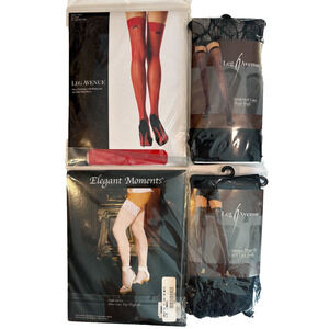 Lot of 4 Pkgs Leg Avenue Thigh High Stockings OSFM Black Spiderweb Lace New